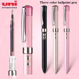 Pens Japan Uni Uni Jetsstream Ballpoint Pen Sxe3 Cherry Blossom Limited Threecolor multifonction stylo remplaçable de la papeterie Office Core Office