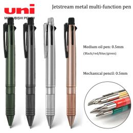 Pens Japan Uni Uni Jetsstream Metal Gel stylo 5 en 1 stylo à bille multifonctionnel / crayon mécanique 0,5 mm Séchage rapide MSXE52000A05