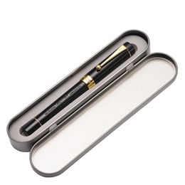 Bolígrafos Jinhao 100 14k Gold Resin Fountain Pen negro con punta fina 0.5 mm con Golden Clip Converter Escribir Comercio de Oficina de Ink Pen