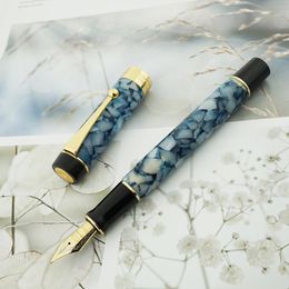 Stylos Jinhao 100 Centennial Resin Fountain Pen Bluegray EF / F / M / Bent Nib Golden Clip Converter Écriture Business Office Gift Ink Pen