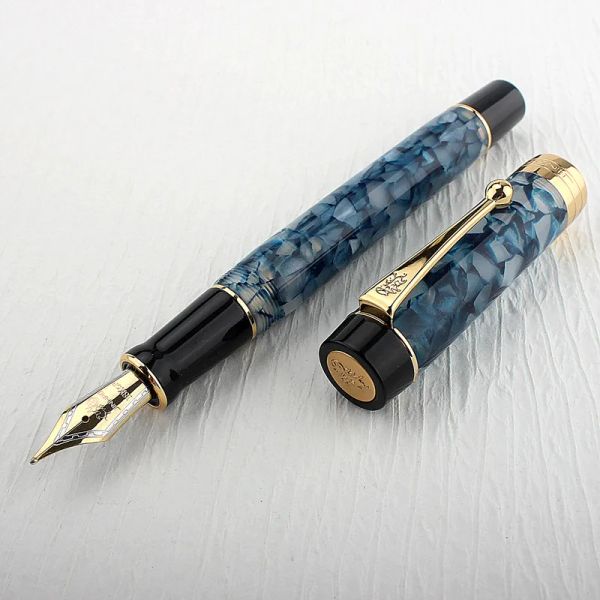 Stylos Jinhao 100 Lanli Stone Fountain Styl New Color Centennial Golden Clip F Nibs SCHOOL FRAILS BUREAU ÉCRIT