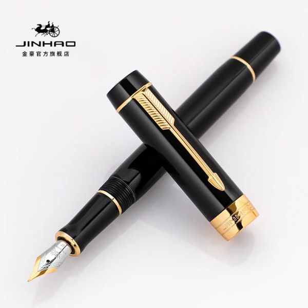 Bolígrafos Jinhao 100 mini fuente de madera / resina Pen Centennial Golden Clip de escritura Fina Suministros de la oficina de la escuela de la pluma de tinta