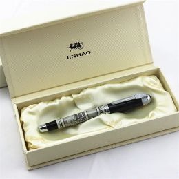 Stylos Jinhao 189 Culture classique chinoise "Yi yan jiu ding" stylo à balle à rouleaux avec boîtier cadeau Luxury Metal Ballpoint Pens Ang Boad