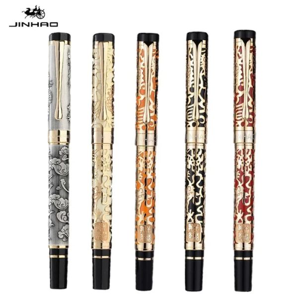 Stylos Jinhao 5000 Vintage Luxury Metal Calligraphie Fountain Pen Beau texture dragon scolaire scolaire