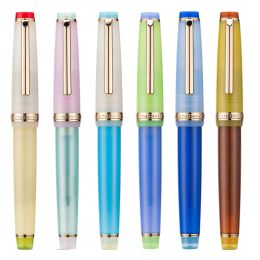 Pennen Jinhao 82 Fountain Pen EF/F/M/gebogen NIB, Aangepaste gemengde kleurhars Golden Trim met converter schrijven cadeau pen
