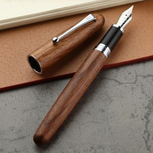Stylos Jinhao 9035 Fountain en bois stylo de haute qualité Fine 0,5 mm de plumes 2 couleurs encre stylos