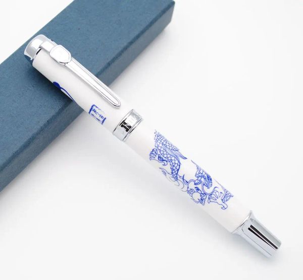 Stylos Jinhao 950 Fountain Ly Luxur Stol Blue et White Porcelain Ink Pen m Nib Ink Pen with a Converter School Business Office Gift Pen