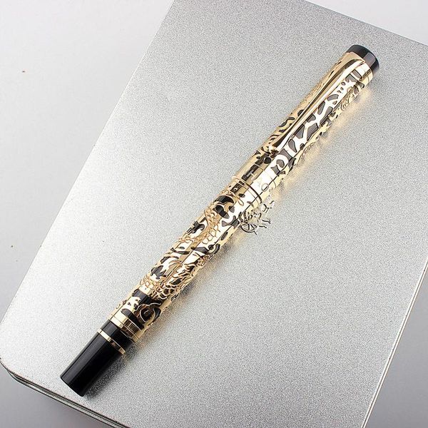 Stylos jinhao dragon texture sculpture métal metal luxe plume du stylo écriture de la calligraphie stylos