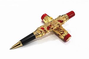 Pennen Jinhao Gold Roller Ball Pennen Dragon Phoenix Patroon zware balpen met 0,7 mm bijvulling gratis verzending