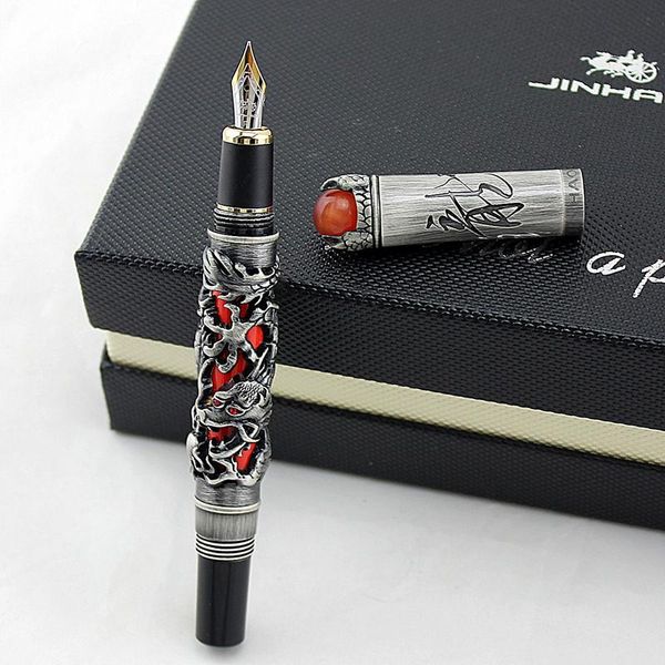 Bolígrafos Jinhao Pen Luxury Golden Ming Dynasty Emperor Style Dragon Pen Business Ink Fountain Pen Fine