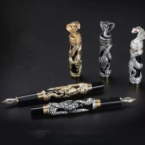 Stylos Jinhao Snake Vintage Fountain Pen Silver 3D Modèle Texture Relief Sculpture Technologie Noble Collection Gift Ink Pen