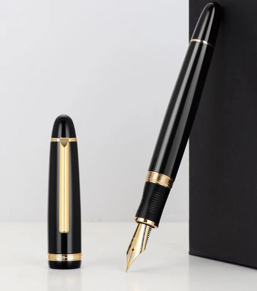 Stylos Jinhao x850 Black Metal Fountain stylo Golden Clip avec convertisseur EF / F / M Nib Ink Pen for Business Office Gift School Home