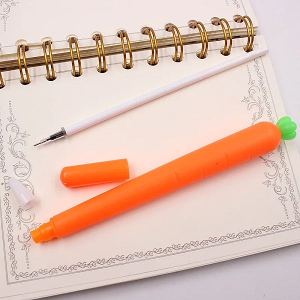 Stylos Jonvon Satone 25 PCS Creative Carrot Pen Black Refill Neutral Pen Stationnery Coréen Signature Gel Student Carrot Wholesale