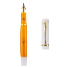 Pennen Kaigelu 316 Mini Celluloid Fountain Pen, Beautiful Orange White Iridium EF/F NIB Writing Ink Pen for Office Business School Home