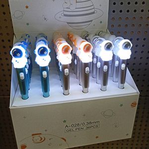 Stylos Kawaii Spaceman Gel stylo mouest moulant LED Light Pen Creative Writing Sinellerie 0,38 mm Étudiant stylos Signature pour enfants Girls Cadeaux