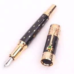 Pens Limited Edition Elizabeth Fountain Pen 4810 M NIB Luxe metalen goud Rollerbalpennen voor het schrijven van cadeau -set Stationaire benodigdheden