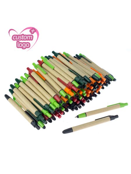 Pensas lote 100pcs 2 en 1 bolas de papel de lápiz Eco Pen Pense de bolsas Touch Penket, Sorteo de regalos de logotipo de promoción personalizado para una almohadilla de teléfono inteligente