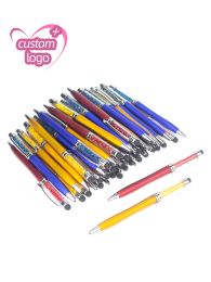 Stylos à stylos 50pcs Color Crystal Stylus Ball Pen tactile écran de balle Ballpoint Custom Logo stylo Promotional Gift Cawer