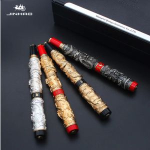 Pensos Calidad de la marca de lujo Jinhao Dragon Fountain Pen Broad Relief Spulture Play the Pearl Stationery School Supplies Ink Pens