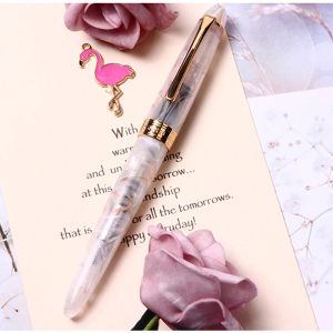 Pens Luxury Brand Shuiyao Acrylic Resin Fountain Pen Golden Spin Sakura Pink Business Ink Pen Set Office School Supplies Gift Styl