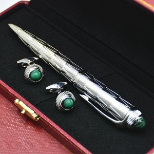 Ensemble cadeau de luxe à stylos AAA Quality R Series CT CT Metal Ballpoint Pen Unique Curving Design Office Writing Ball Pen avec boutons de manchette et boîte