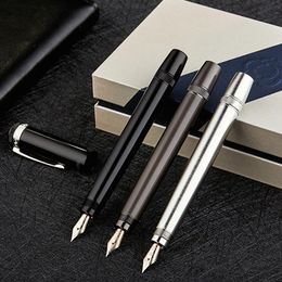 Stylos de luxe de luxe Héros 718 Fountain Pen Set Box Nib Black en acier inoxydable pistole