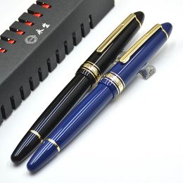 Pennen Luxe Wingsung 629 Zuiger vullende klassieke Fountain Pen Blue Black Resin Zichtbaar Window Office Writing Ink Pennen Hoge kwaliteit