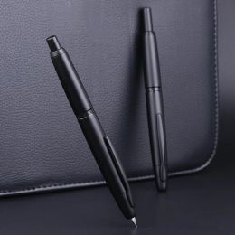 PENS MAJOHN A1 Druk op Fountain Pen Intrekbare EF NIB 0,4 mm Mat Black Metal met clip/No Clip Ink Pen Office School Schrijfcadeau