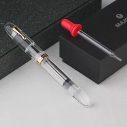 Stylos Majohn C4 Fountain Fountain Fountain Transparent Pen EF / F / M Nib Eyedropper Remplissage Encre Écriture Gift Pen Office School Supplies