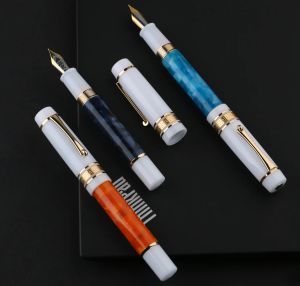 Pens Majohn M400 Resin Fountain Pen # 6 EF / F / M Nib Ink Writing Gift Pen with Converter for Business Office School fournit la papeterie