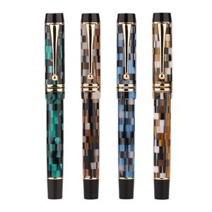 PENS MAJOHN M600 Celluloid dambord Fountain Pen Duitsland Schmidt Fine Nib 0,5 mm Uitstekende kantoorschrijven Geschenkdoos Penbenodigdheden