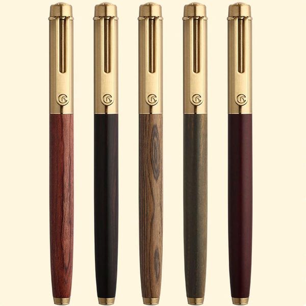 Pens Majohn M7 Wood Natural Wood Fountain Fountain Fountain With Converter EF / F / Small Bent Nib Ink Writing Gift Pen pour Student Office School