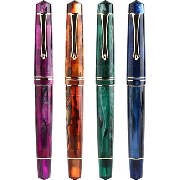 Pens Majohn M800 Resin Fountain Pen n ° 6 Bock Iridium f Nib 0,5 mm Enk Pen Beautiful Writing Gift Pen Office Supplies