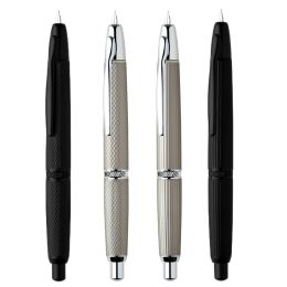 Stylos Majohn New A1 Press Metal Fountain Pen Fish Fish Scale Striped Graving Retractable EF Fonde avec convertisseur Encre Écriture Gift stylo