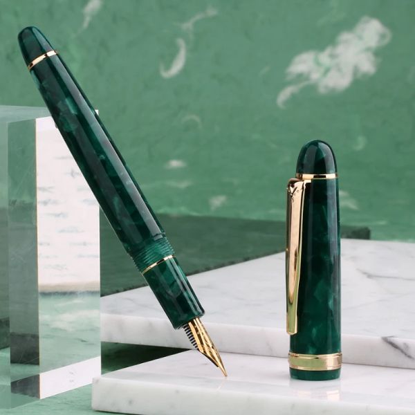 Bolígrafos Majohn S3 Fuente de resina acrílica Pen verde Iridium extra fino / fino Nib 0.38 / 0.5 mm Regalización