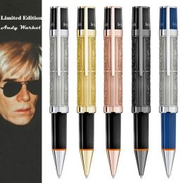 Écrivain en édition limitée de stylos MB Andy Warhol Ballpoint Pen Blanc Unique Metal Relief Barrel Office Écriture Ball stylos High Quality