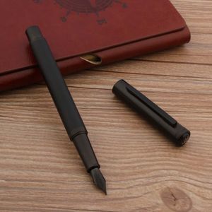 Pens Metal Hongdian 1850 Fountain Pen Grosted Black Forest Series EF Fude Black Nib Ink Penns Office School Supplies