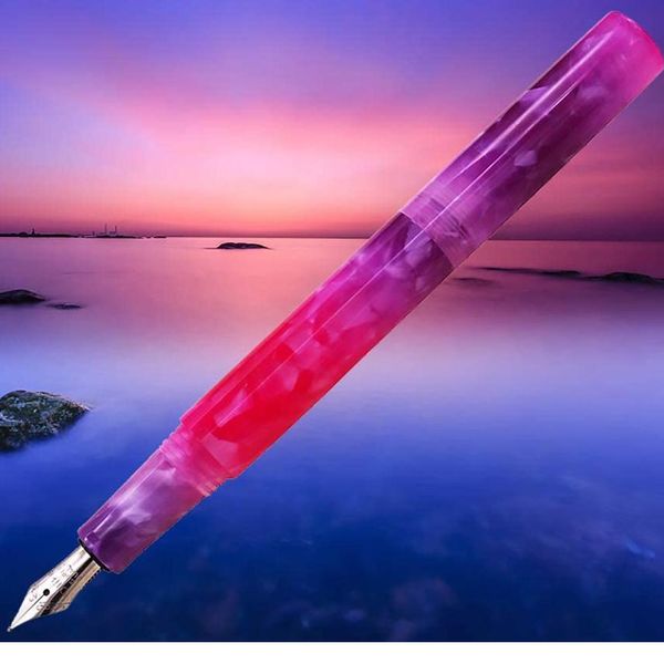 Pens Moonman Wanwu Creative Celluloïd Mini Glass Dip Pen / Fountain Pen EF / F / Small Bent Pocket Size DualUse Colorful stylo Box