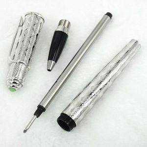 Stylos MSS Luxury Classic Silver Guilloche Barrel Rouleau Ballpoint Ballpoint Pen High Quality Writing Smooth Office School Stationery