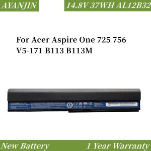 Pens New AL12B32 14.8V 37Wh Batterie d'ordinateur portable pour Acer Aspire One 725 756 V5171 B113 B113M AL12X32 AL12A31 AL12B31 AL12B32 2500MAH