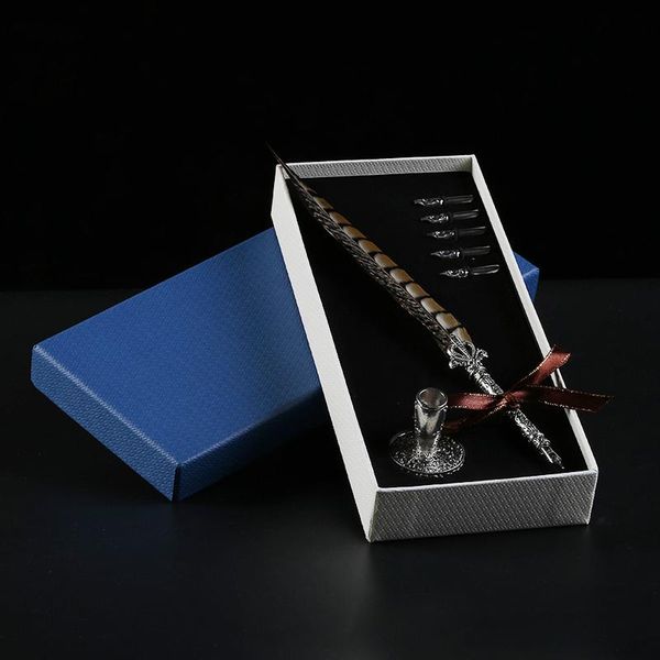 Stylos noux d'arrivée antique plume plume dip stylo coffre-cadeau bac cadeau de plume