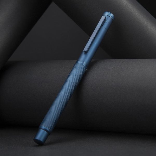 Stylos à stylos à plume métallique bleu foncé foncé hongdian Blue Blue Nib EF / F / Bent Belle texture d'arbre excellent