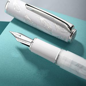 Stylos n8 plume hongdian n8 stylo plume blanche hauteur haut finen exquise ef f nibs étudiant affaires bourse littérature écrite des cadeaux à stylo encre