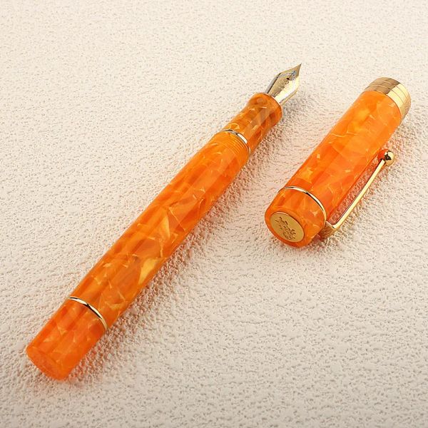 Stylos New Jinhao 100 Fountain Pen Orange Acrylic Barrel Silver Clip Luxury Business F EF Nib Office Signature School