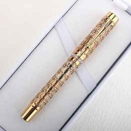 Bolígrafos Nuevo lujo Jinhao Hollow Out 100 Fountain Pen Gold Clip de 18 kgp Golden M NIB 0.7 mm Resin Ink Pen Business Office de regalo