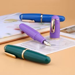 Bolígrafos New Majohn Q1 Acrílico Lavender Mini Fuente Fuente Resina Transparente Pen de tinta portátil Iridium Ef/F Nib Palm Escribir corta Regalos Regalos
