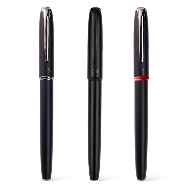 Stylos Picasso 916 Pimio exquis Black Metal Fountain Pen titanium Black Ef / M / Bent Nib 0,38 / 0,6 / 1,0 mm Barrel mat pour l'écriture de bureau