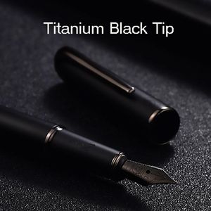 Pensos Picasso Black Metal Fountain Pen Titanium Black EF/M/Bent Nib 0.38/0.6/1.0 mm Opción de caja de regalo de barril mate