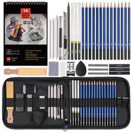 Stylos Pens Premium 14 / 37pcs Graphite Drawing crayons Sketch Sett Kit 4h12b Sketch crayon 16 feuilles Sketch Book Writing Art Supplies