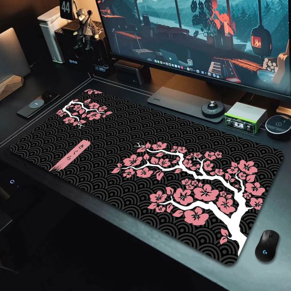 Stylos de souris à stylos Sakura XXL Cherry Cherry Blossom Large Mousepad Gamer Nonslip Art Desk Mat Mat d'ordinateur portable